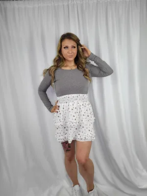 💙 BROOKE White floral Stretch Skirt