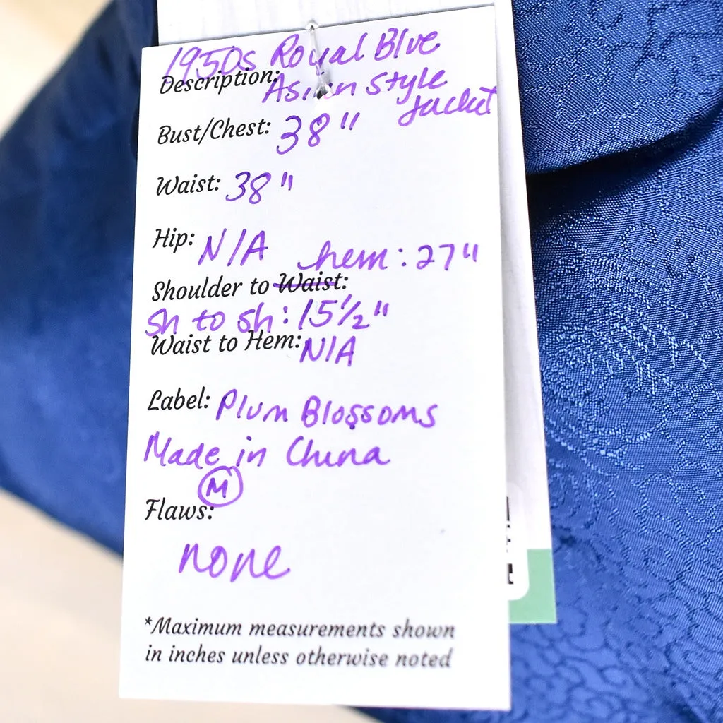 1950s Vintage Royal Blue Asian Jacket