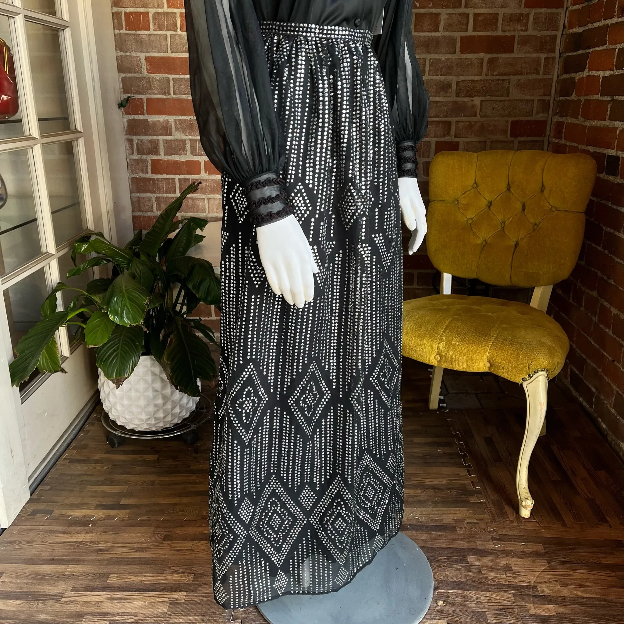 1970s Silver Maxi Skirt