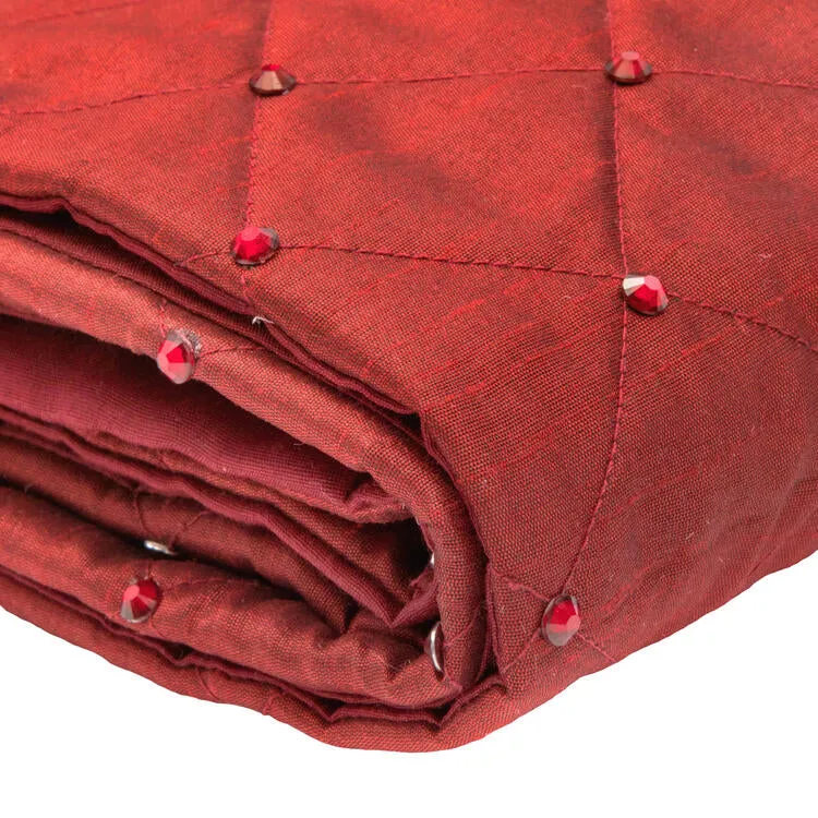 52" Burgundy Quilt Stitch Jewel Tree Skirt