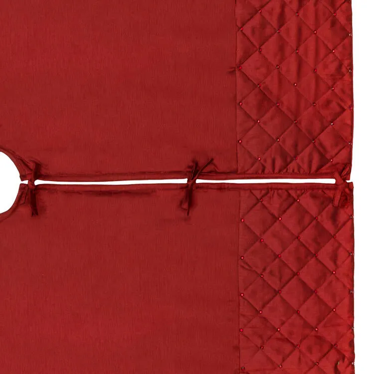 52" Burgundy Quilt Stitch Jewel Tree Skirt