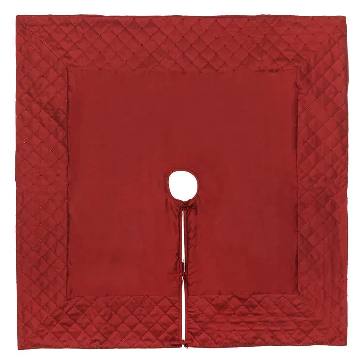 52" Burgundy Quilt Stitch Jewel Tree Skirt