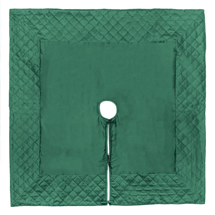 52" Green Quilt Stitch Jewel Tree Skirt