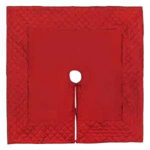 52" Red Quilt Stitch Jewel Tree Skirt