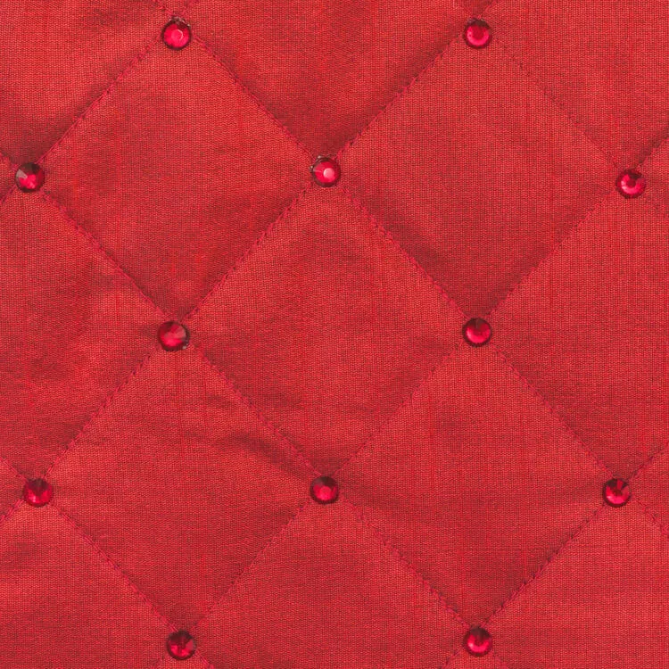 52" Red Quilt Stitch Jewel Tree Skirt