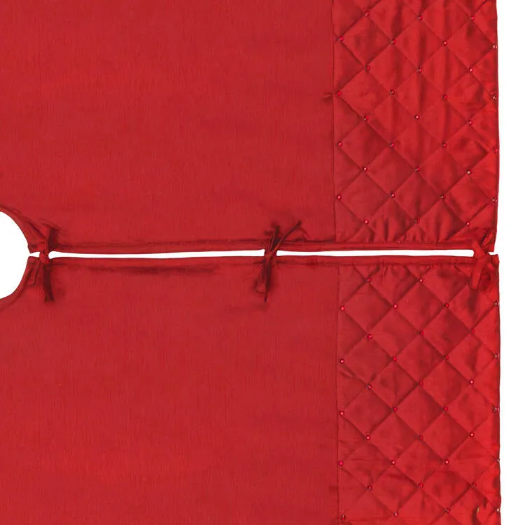 52" Red Quilt Stitch Jewel Tree Skirt