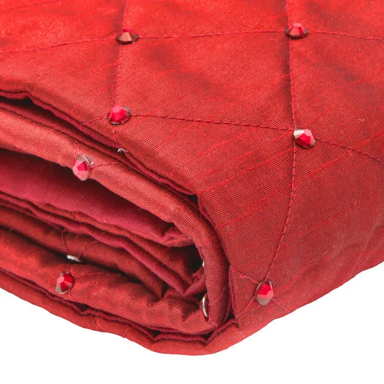 52" Red Quilt Stitch Jewel Tree Skirt
