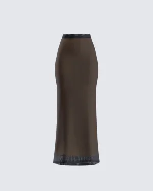 Aela Black Mesh Maxi Skirt