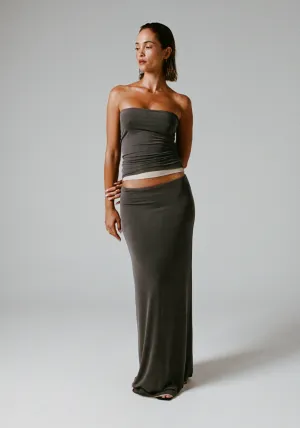 AISHA REVERSIBLE MAXI SKIRT SLATE/PUMICE