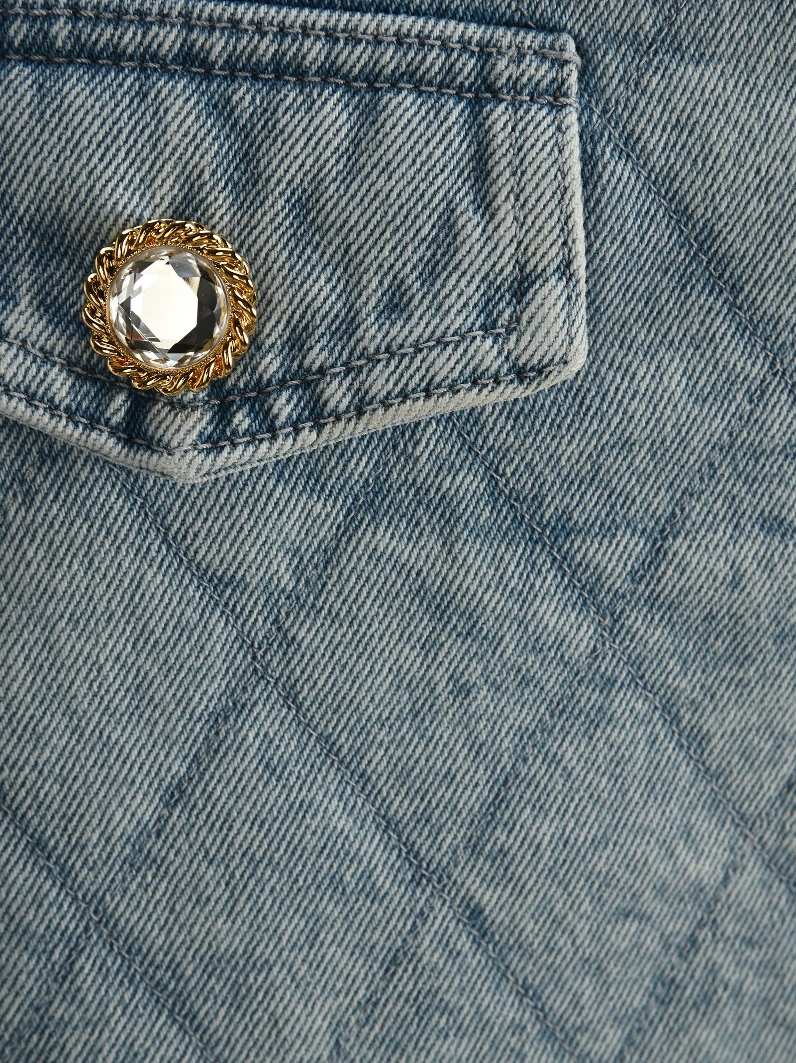 Alessandra Rich Quilted Denim High Waist Mini Skirt