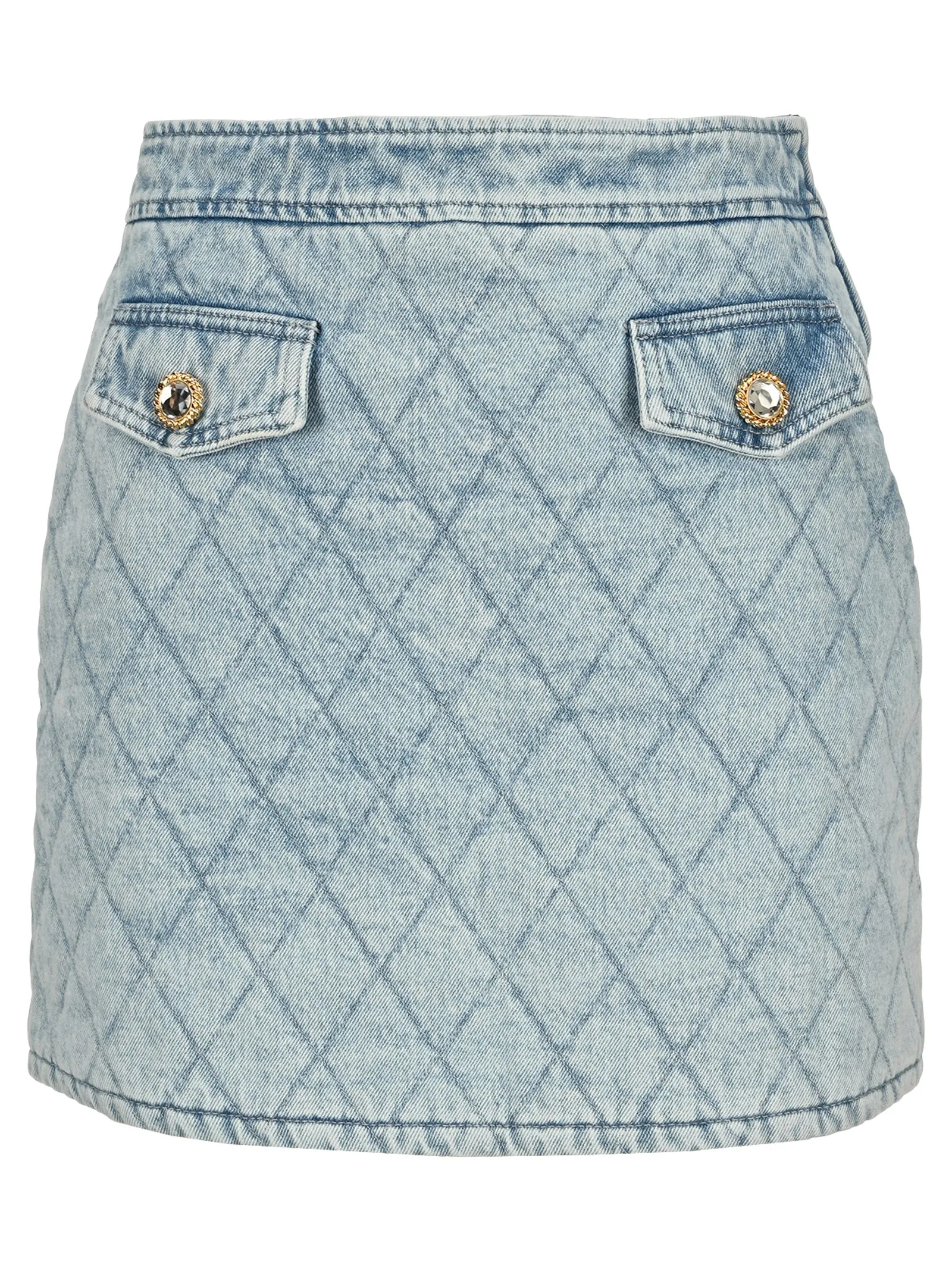 Alessandra Rich Quilted Denim High Waist Mini Skirt