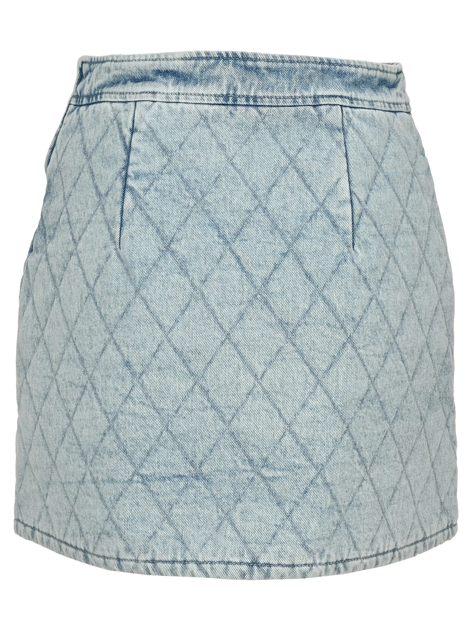 Alessandra Rich Quilted Denim High Waist Mini Skirt
