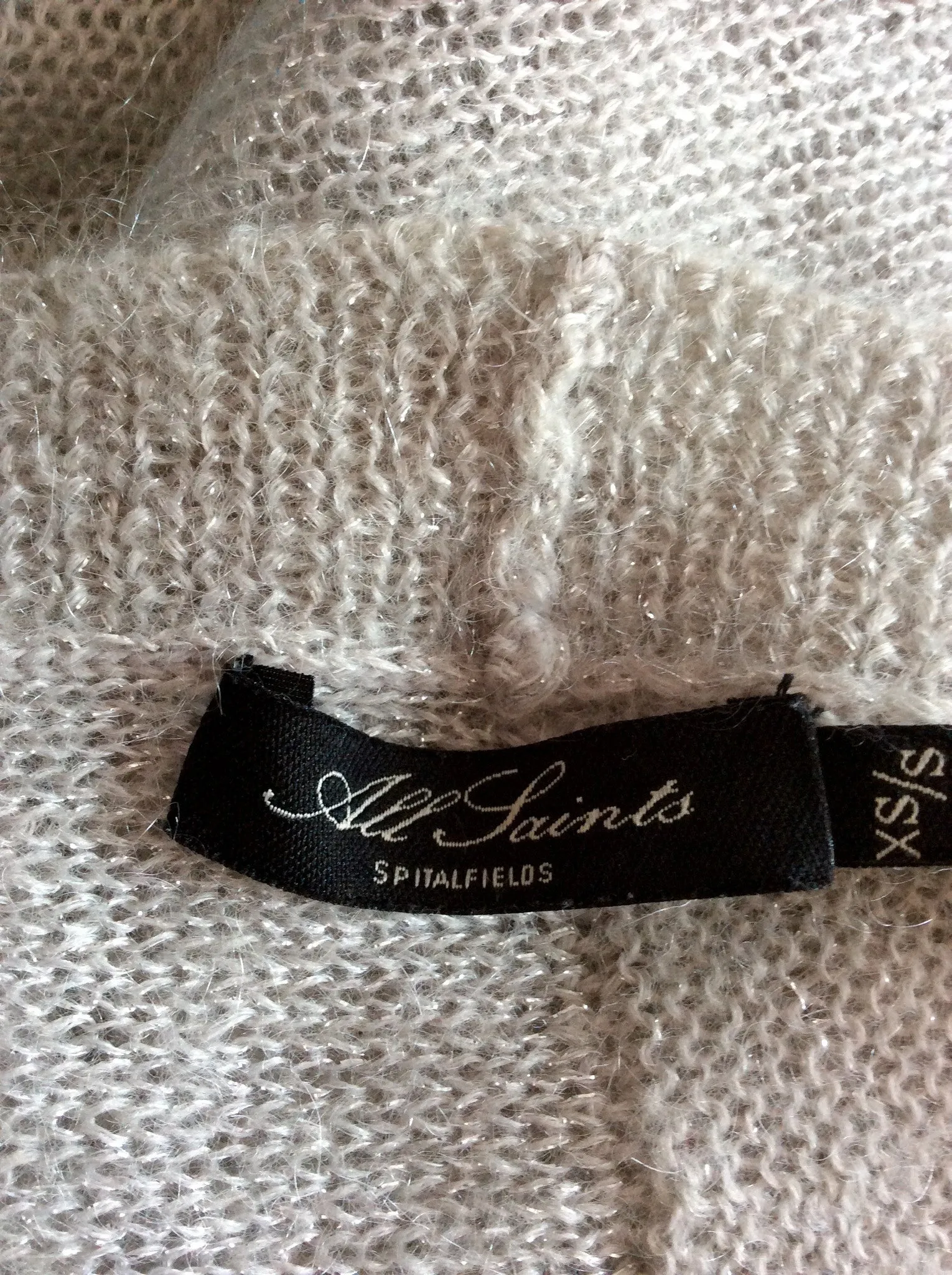 ALL SAINTS SILVER GREY JOSEE TWIST FRONT JUMPER SIZE XS/S