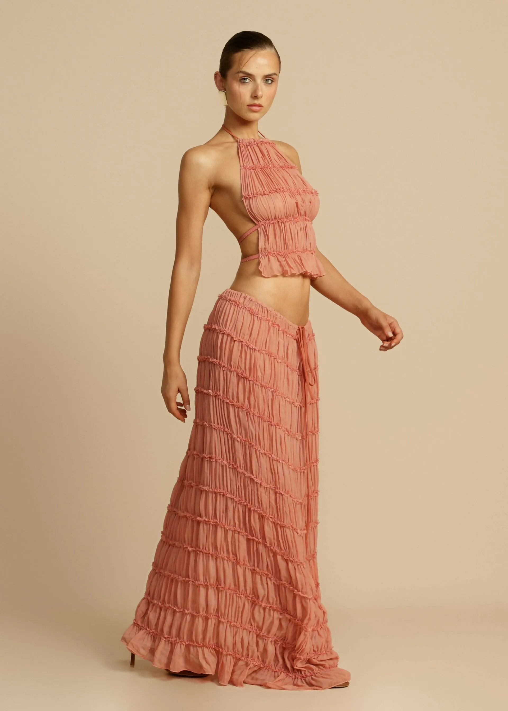 Arcina Ori Juliette Halter and Skirt Set in Peach