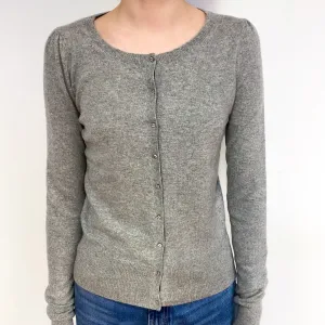 Ash Grey Cashmere Crew Neck Cardigan Extra Small