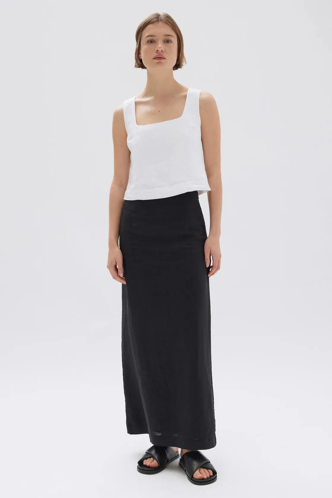 Assembly Label - Solis Linen Maxi Skirt (Black)