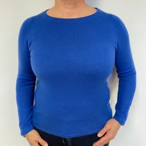 Azure Blue Cashmere Crew Neck Jumper Large.
