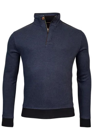 Baileys Jacquard 1/4 Zip Sweatshirt Suede Finish