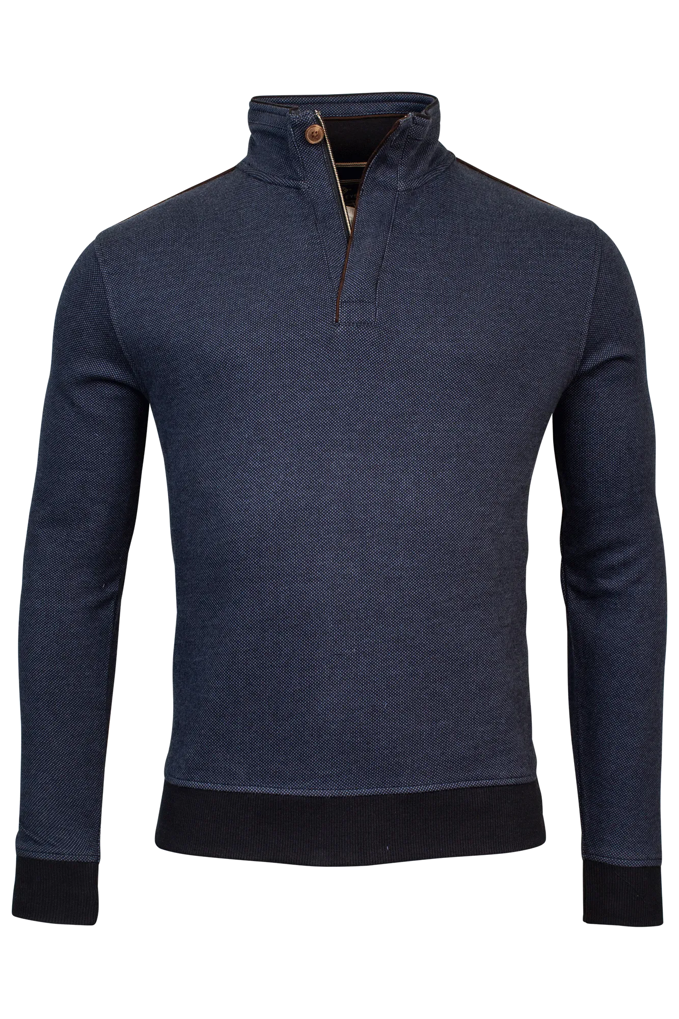 Baileys Jacquard 1/4 Zip Sweatshirt Suede Finish