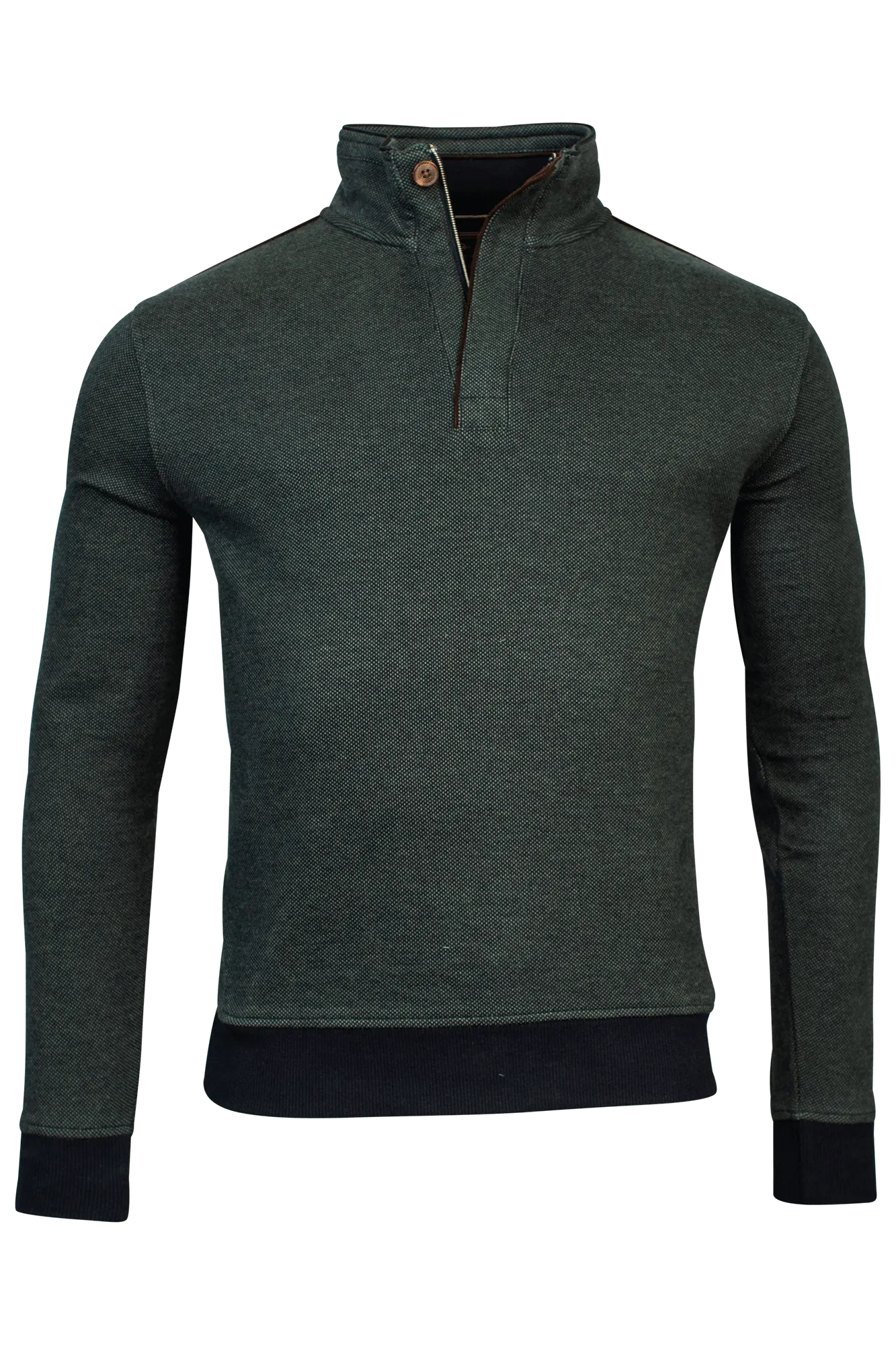 Baileys Jacquard 1/4 Zip Sweatshirt Suede Finish