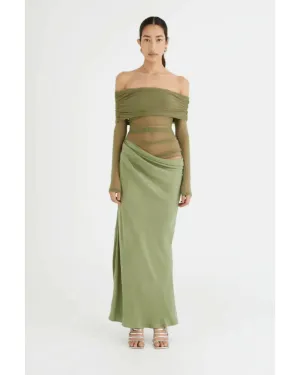 Benni Yasmin Off Shoulder Maxi in Pistachio