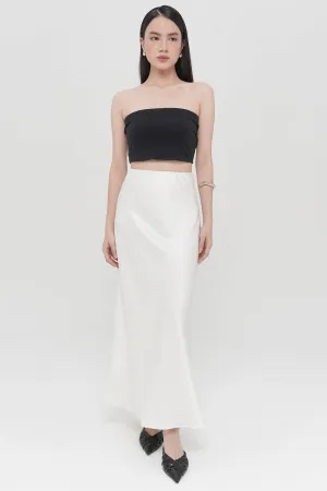Betsy Satin Maxi Skirt In Broken White