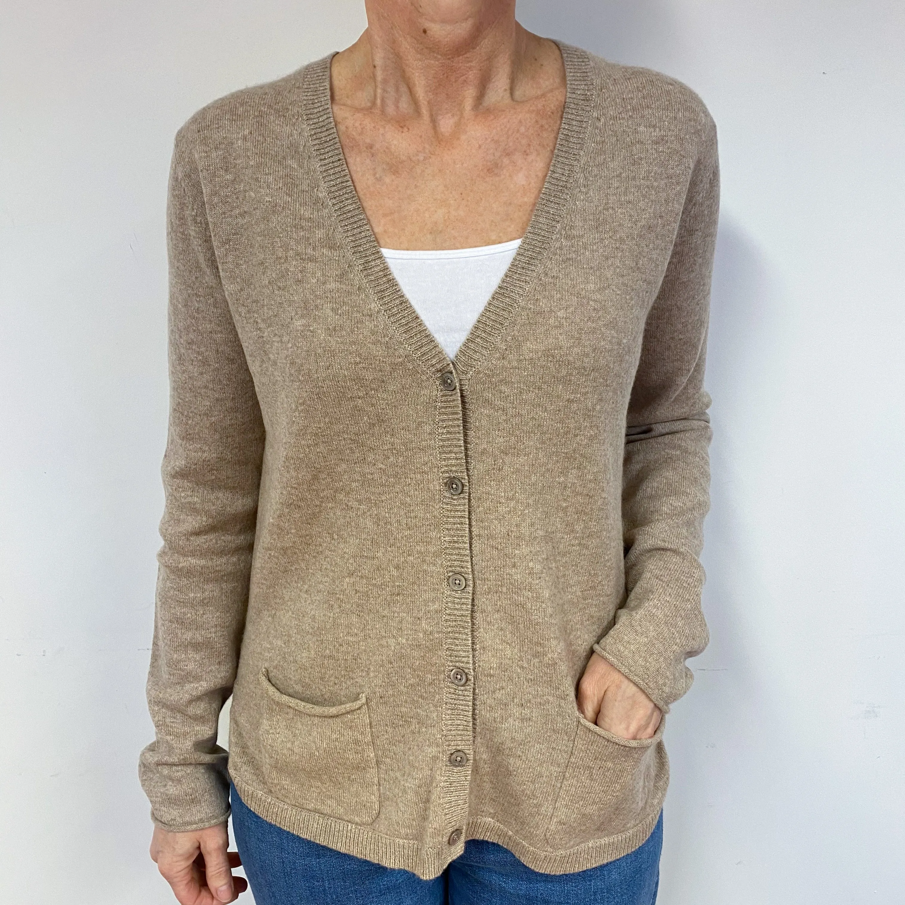 Biscuit Cashmere Cardigan Medium