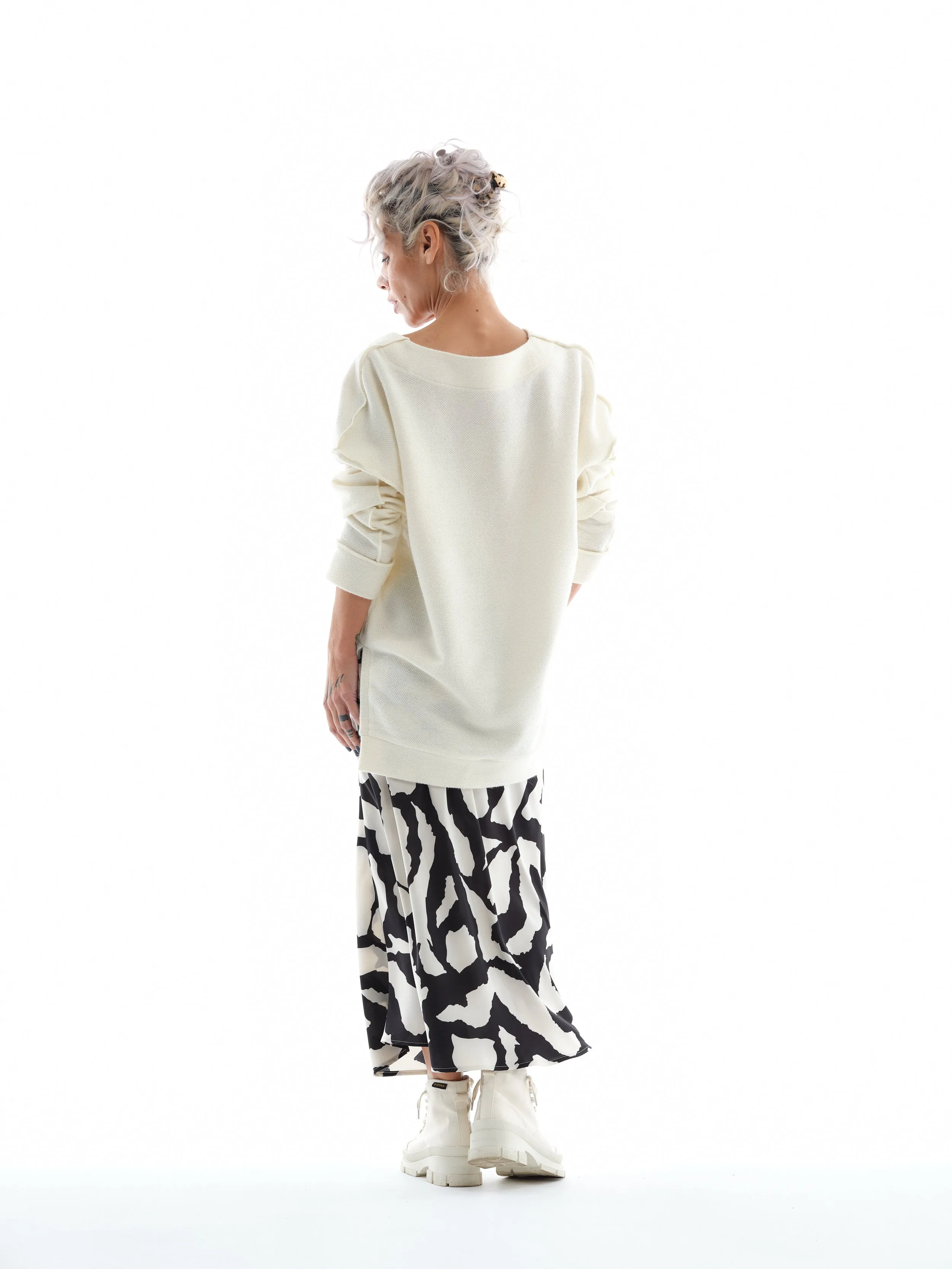 Black & White Satin Maxi Skirt