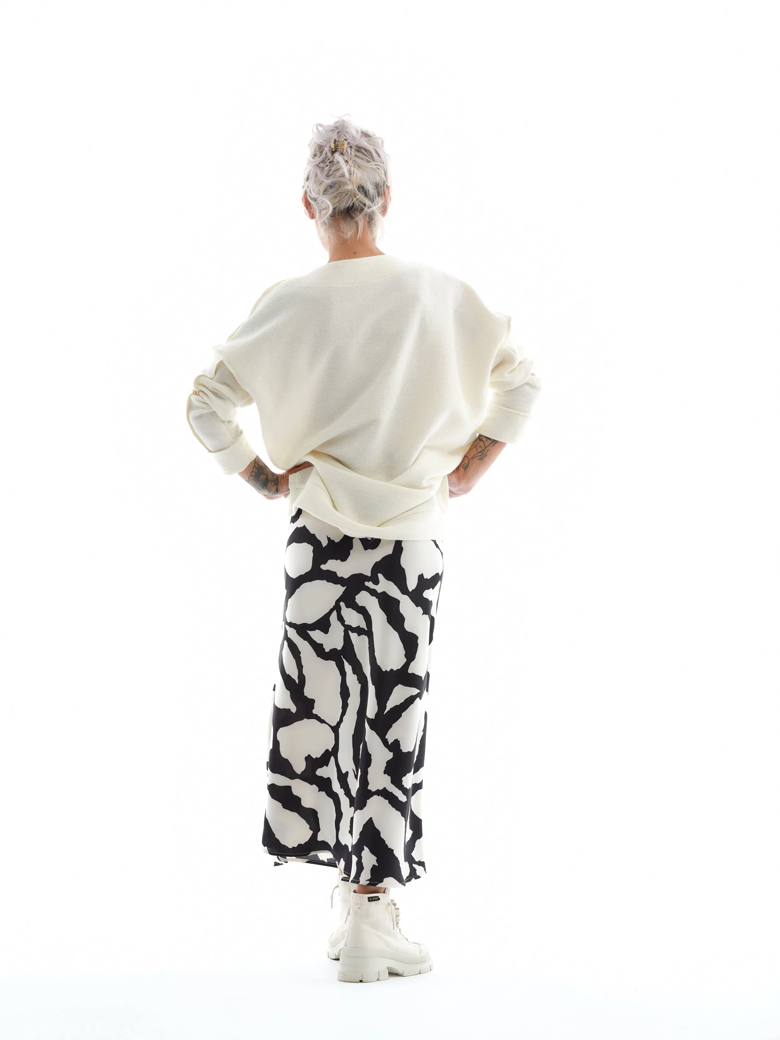 Black & White Satin Maxi Skirt