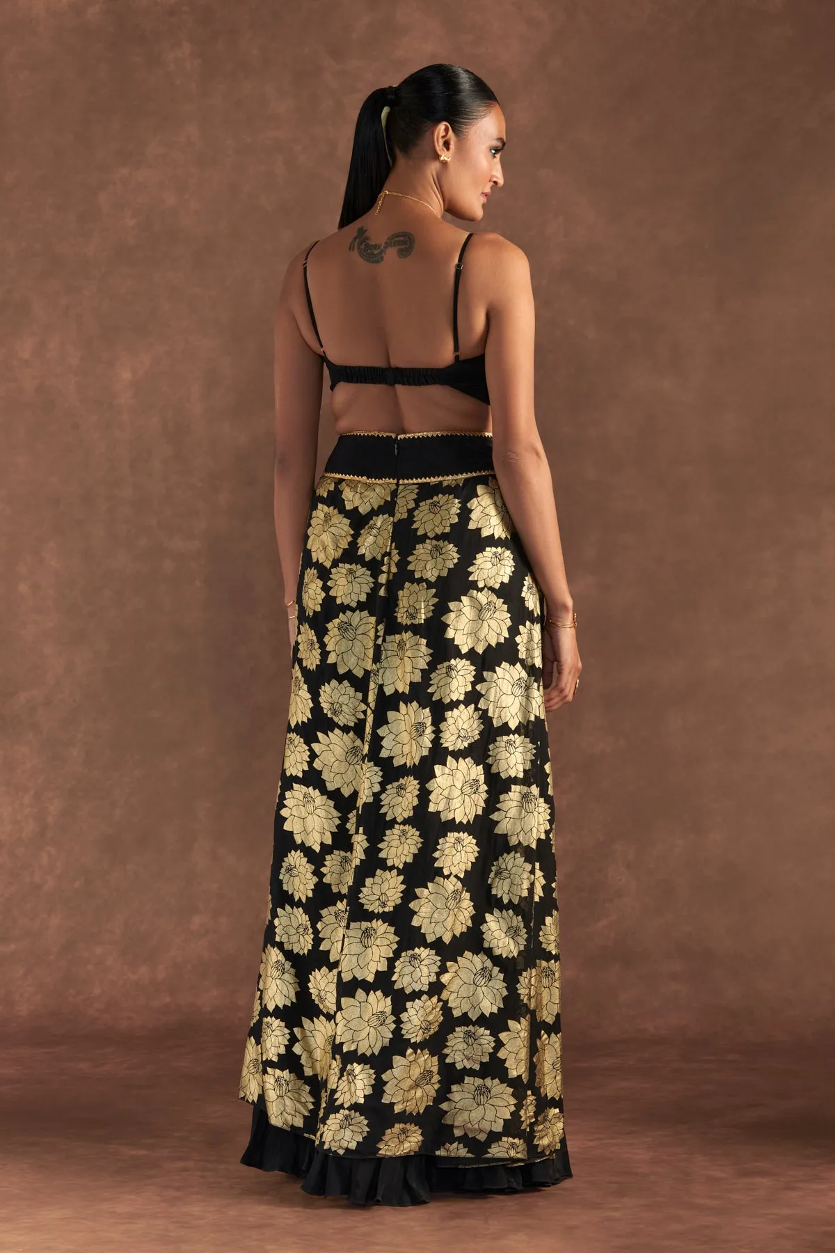 Black Berrybloom Layered Skirt  Set