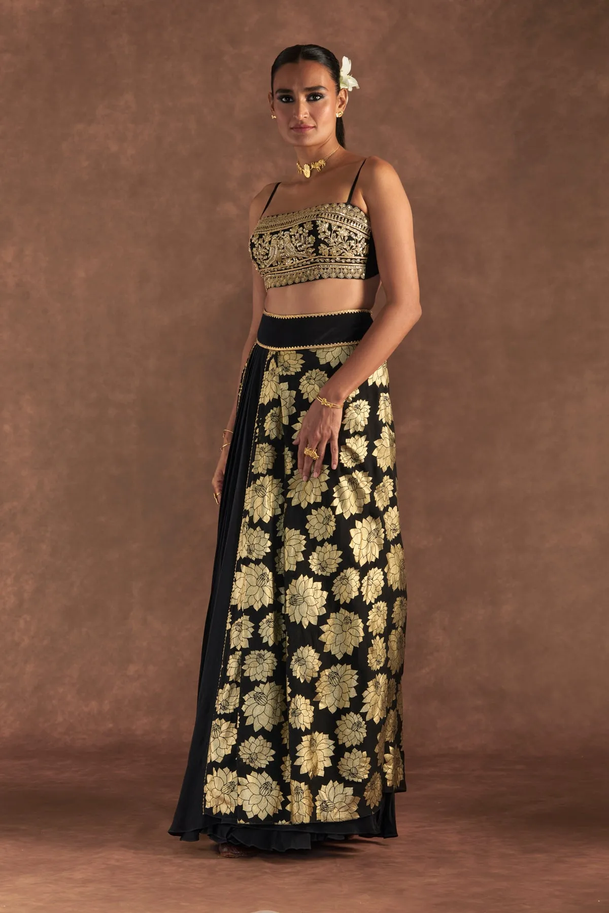 Black Berrybloom Layered Skirt  Set