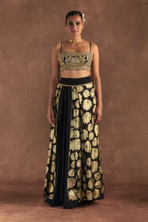 Black Berrybloom Layered Skirt  Set