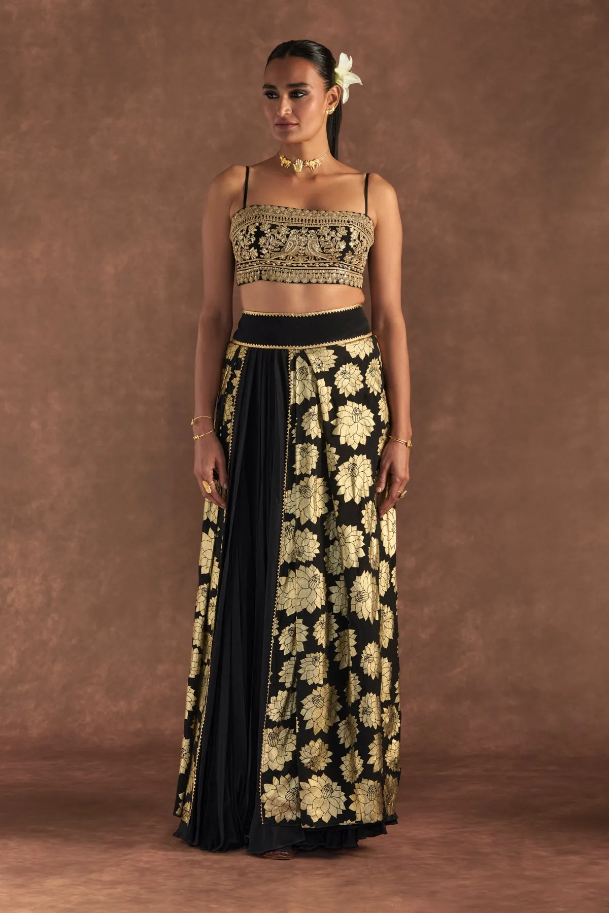 Black Berrybloom Layered Skirt  Set