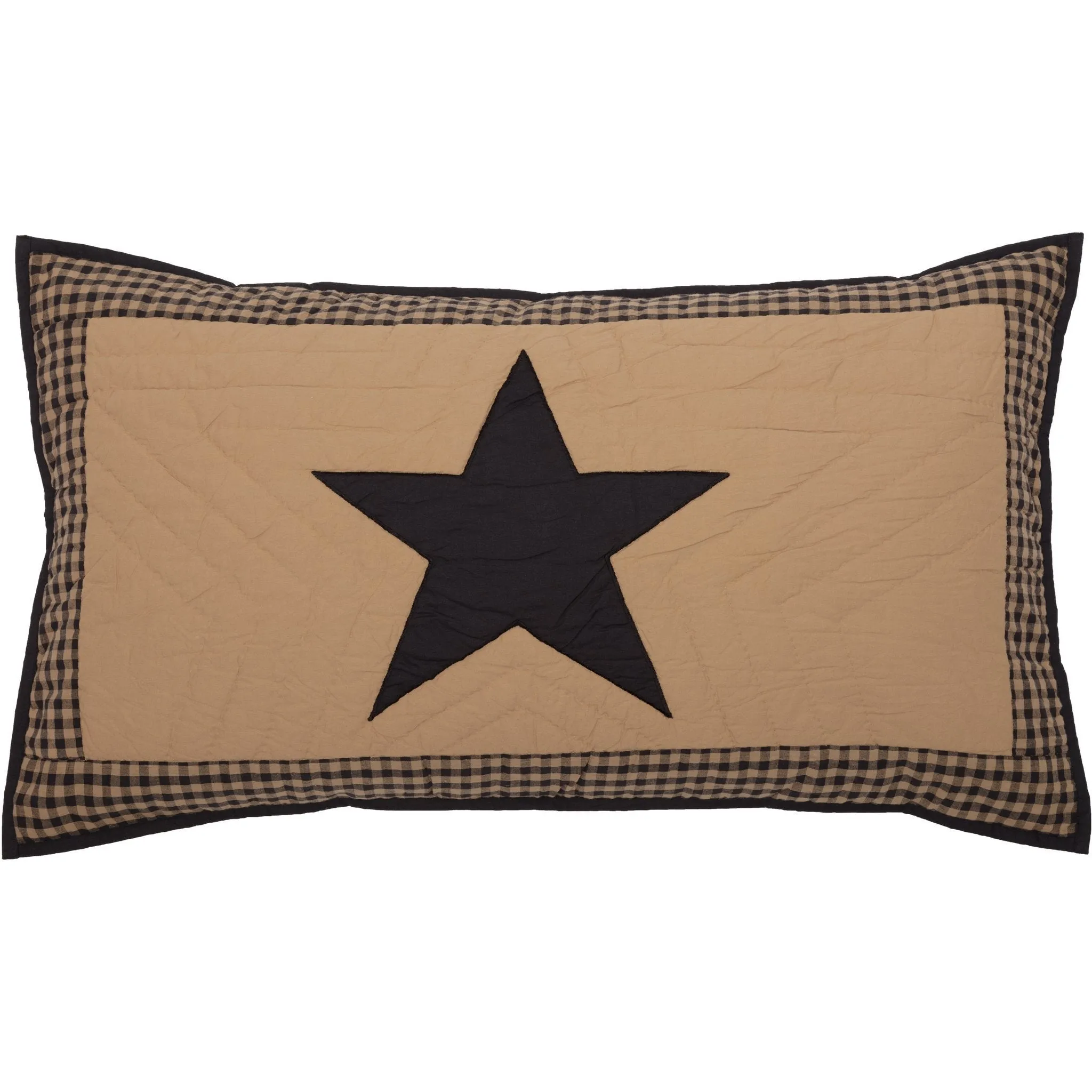 Black Check Star Quilted King Sham 21x37"
