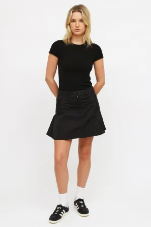 Black Quilted Mini Skirt