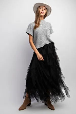 Black tulle mesh layered max skirt