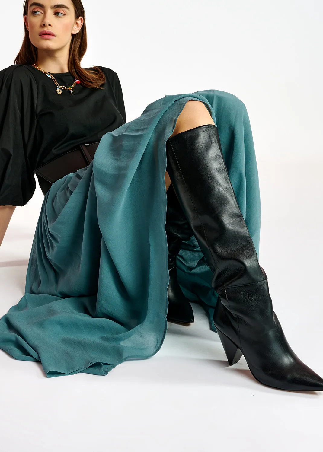 Bleu maxi-length skirt