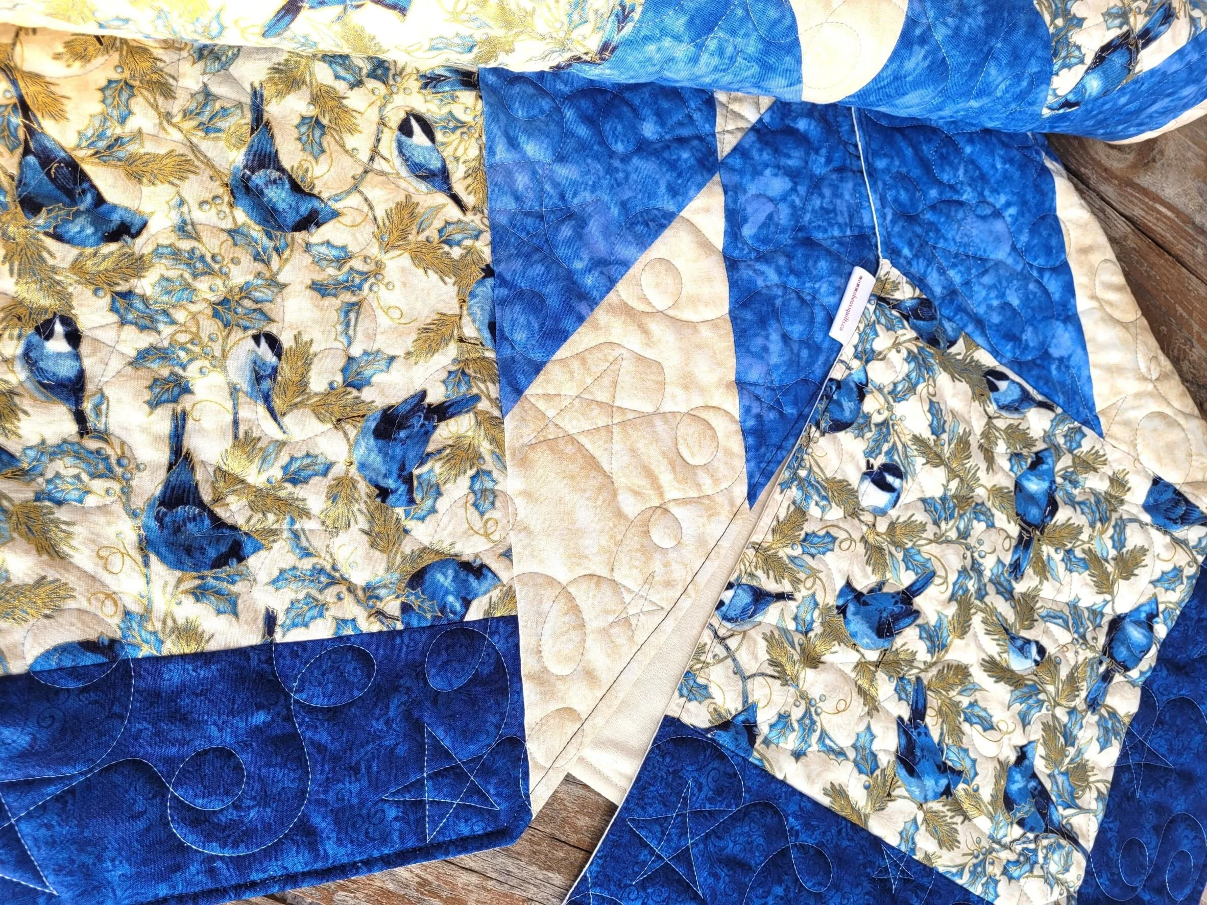 Blue Star Quilted Christmas Tree Skirt