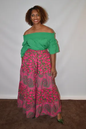 Border Print Maxi Skirt
