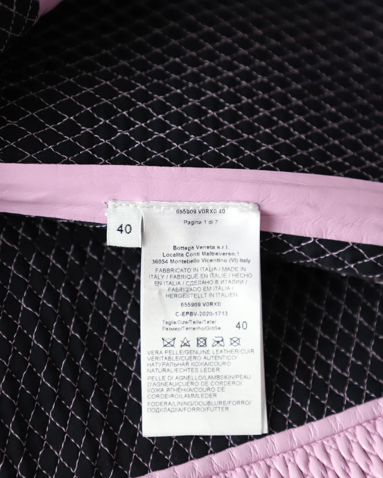 Bottega Veneta Quilted Skirt in Pink Leather