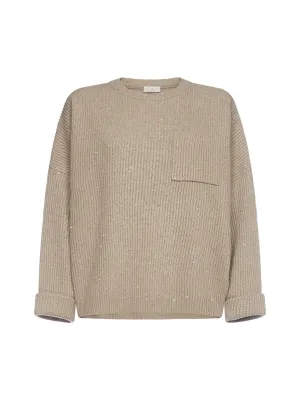 Brunello Cucinelli Ribbed Knit Crewneck Jumper