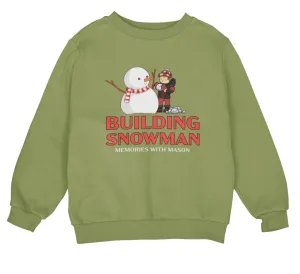 Building Snowman Personalized Name Winter Sweatshirt Gift for Toddler Boys