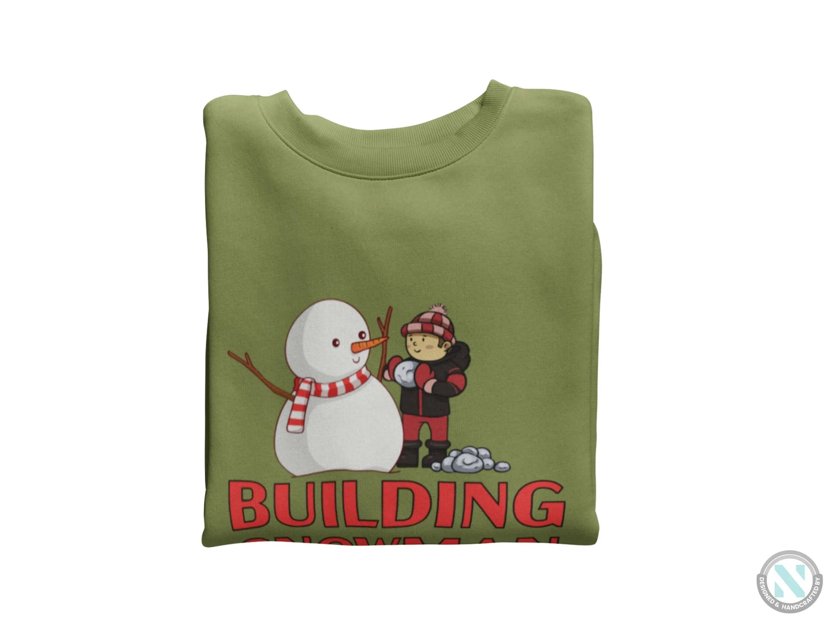 Building Snowman Personalized Name Winter Sweatshirt Gift for Toddler Boys