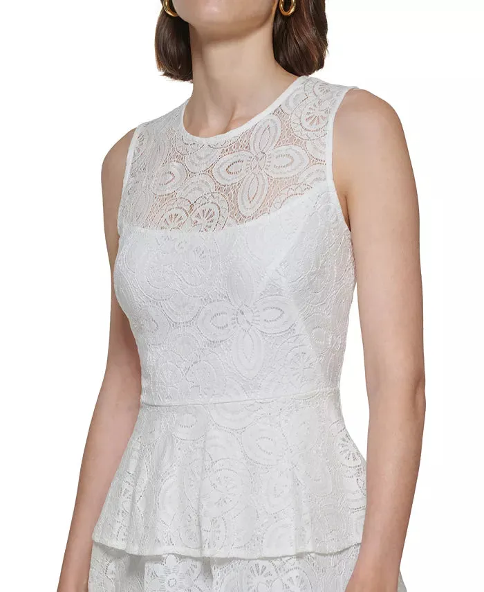 CALVIN KLEIN Petite Sleeveless Tiered Lace Fit & Flare Dress