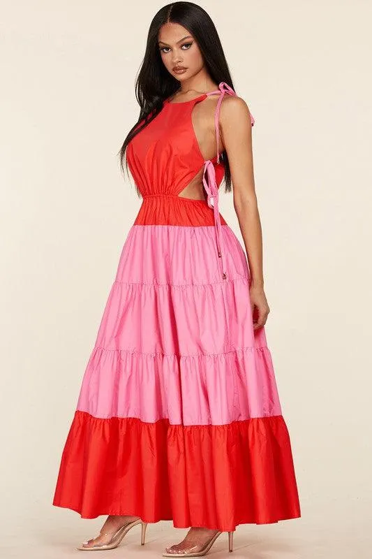 CANDY PINK RED MAXI DRESS