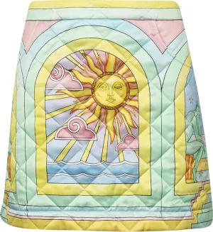 Casablanca Quilted Curved Hem Mini Skirt 'Art Deco/Multicolor', Multicolor