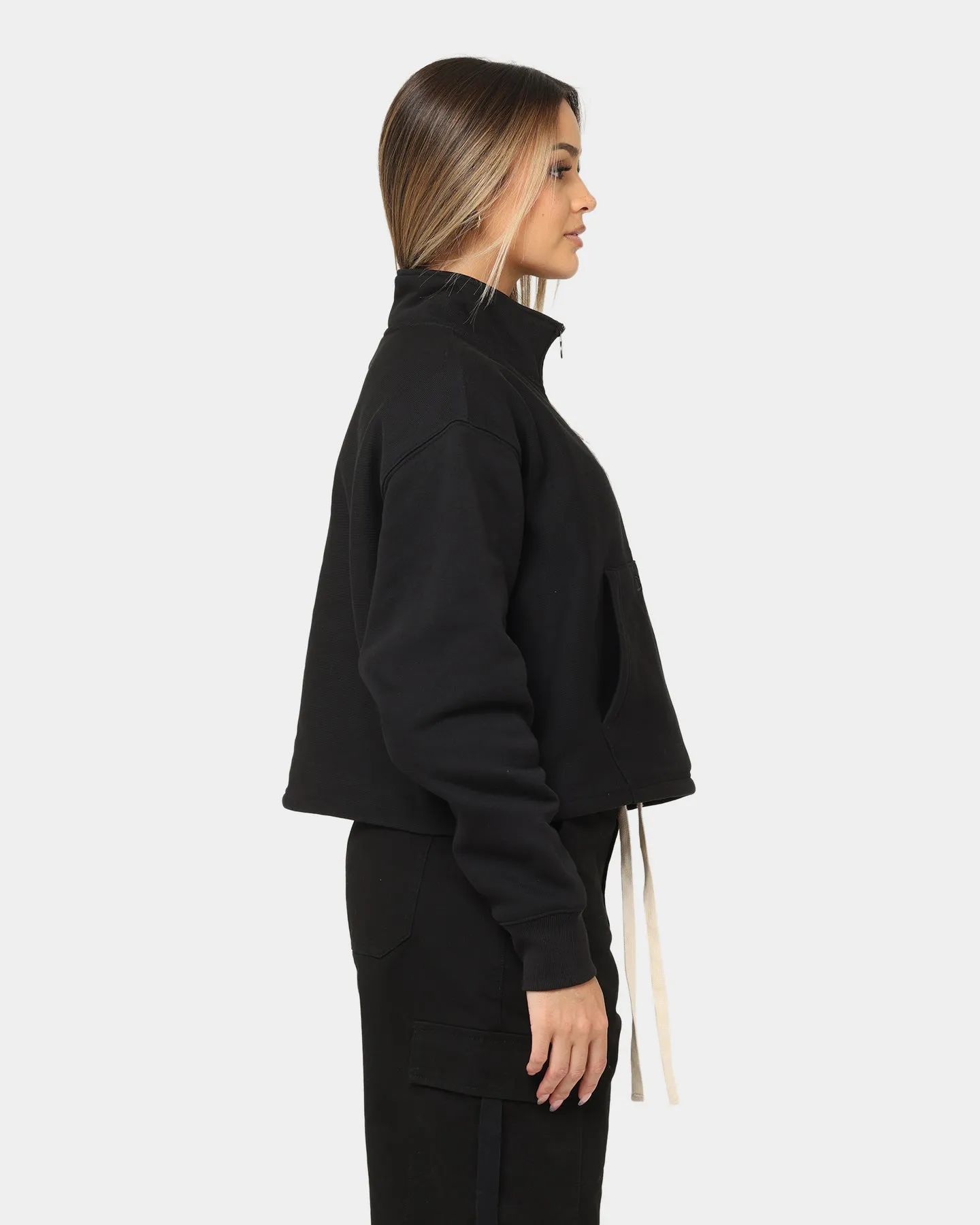 Champion Women's Reverse Weave Half Zip Pullover Crewneck Black