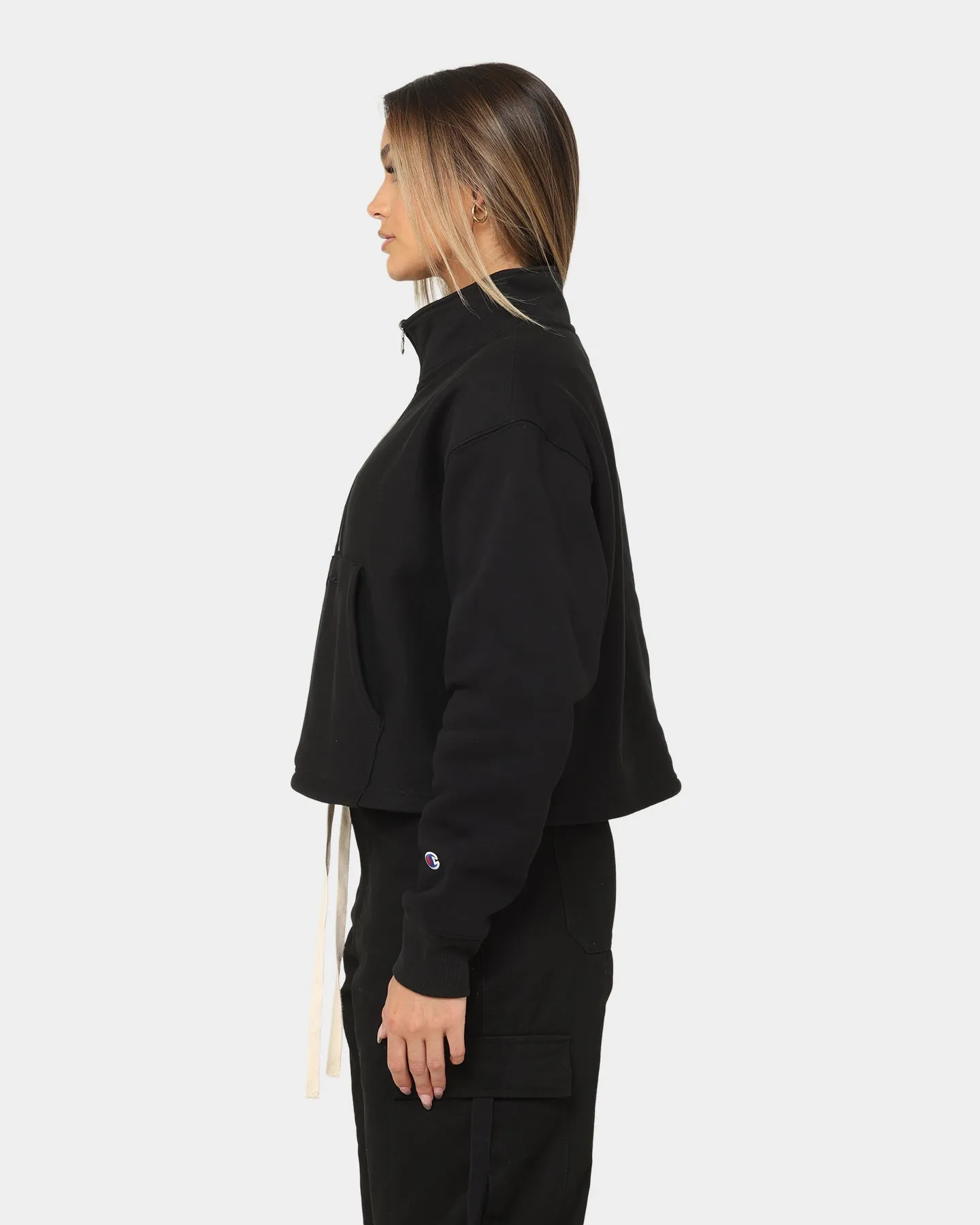 Champion Women's Reverse Weave Half Zip Pullover Crewneck Black