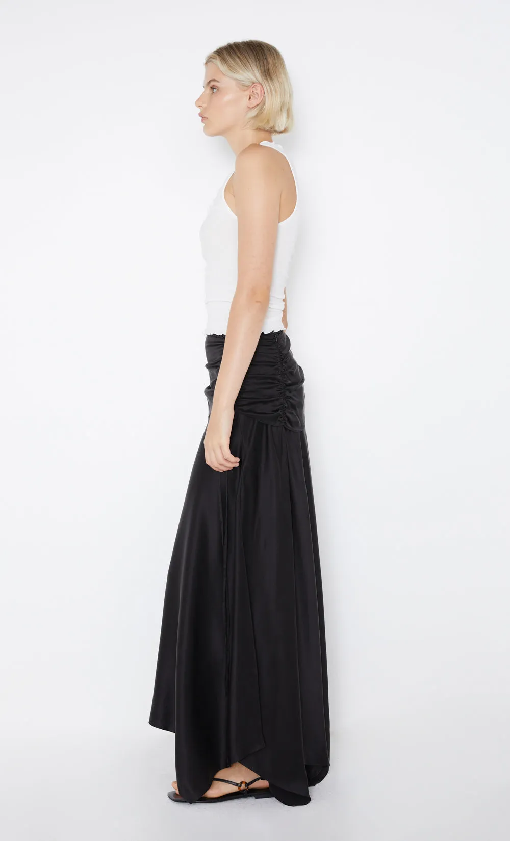 CHANTILLY RUCHED SKIRT - BLACK