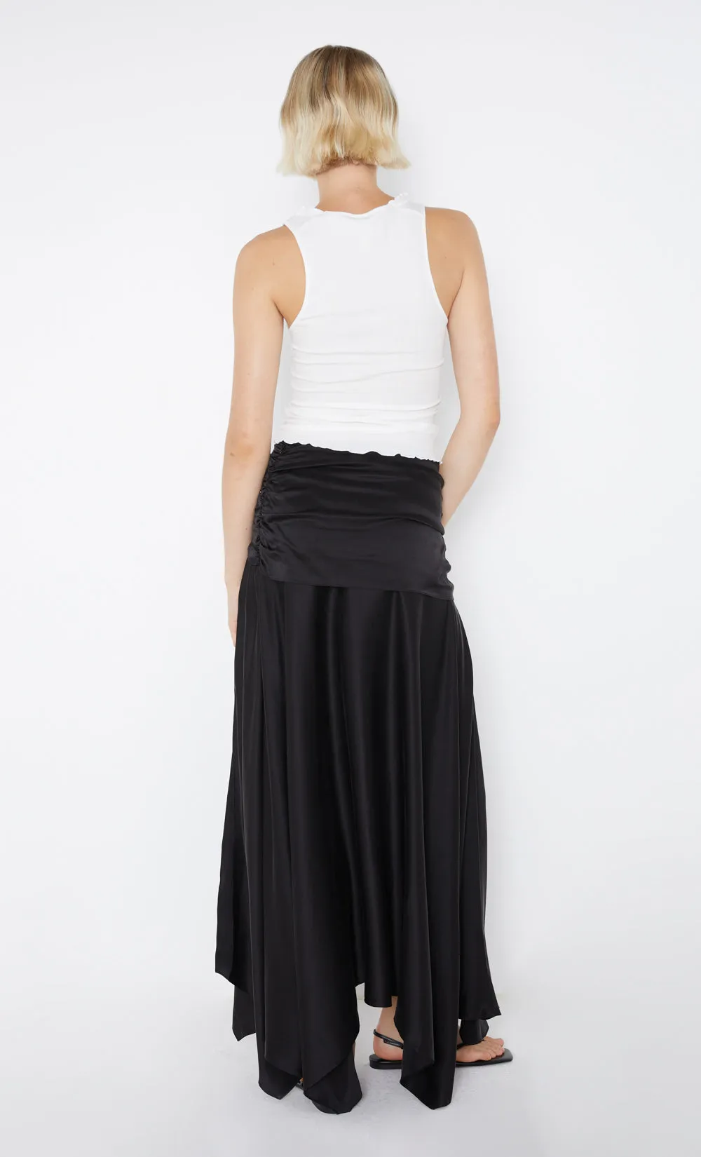 CHANTILLY RUCHED SKIRT - BLACK